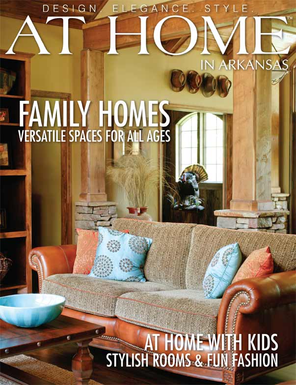 At Home Arkansas magazine cover featuring a living room.
