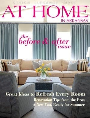‘At Home in Arkansas’ magazine cover featuring a living room interior.