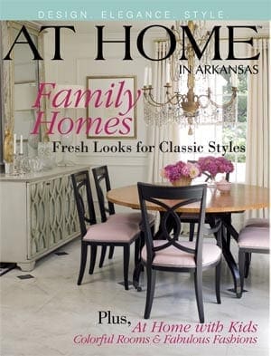 At Home in Arkansas magazine cover featuring a dining room.