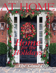 Magazine cover: ‘At Home in Arkansas’ with holiday wreath and garland.