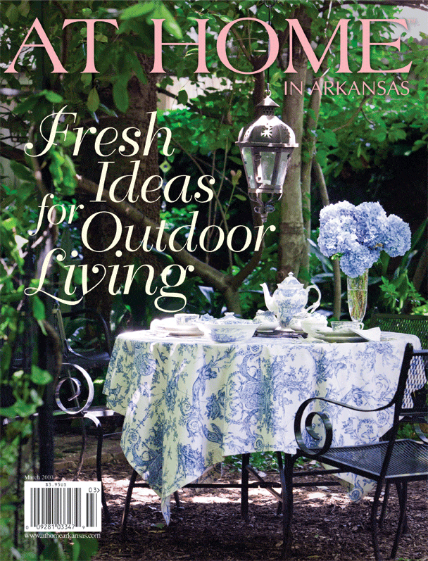 ‘At Home in Arkansas’ magazine cover featuring outdoor dining.