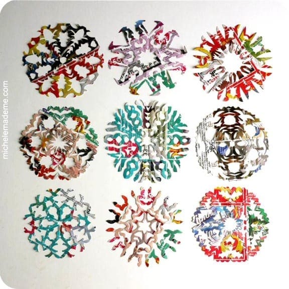 A+square+of+junkmail+snowflakes