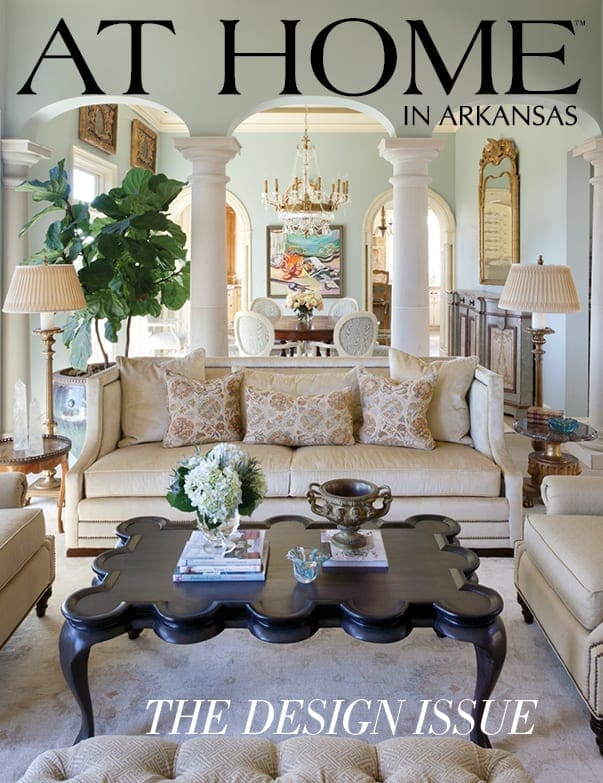 ‘At Home in Arkansas’ magazine cover featuring a living room interior.