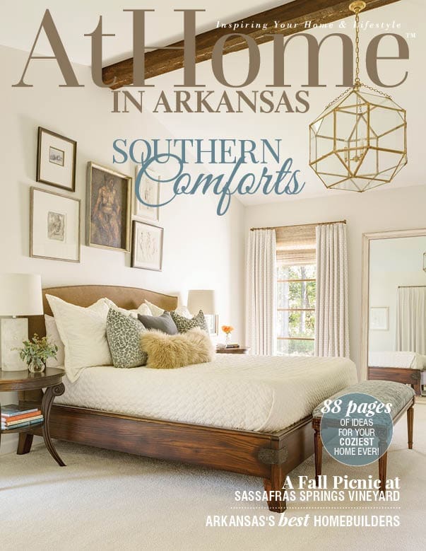 At Home magazine cover: ‘Southern Comforts’ featuring a bedroom interior.