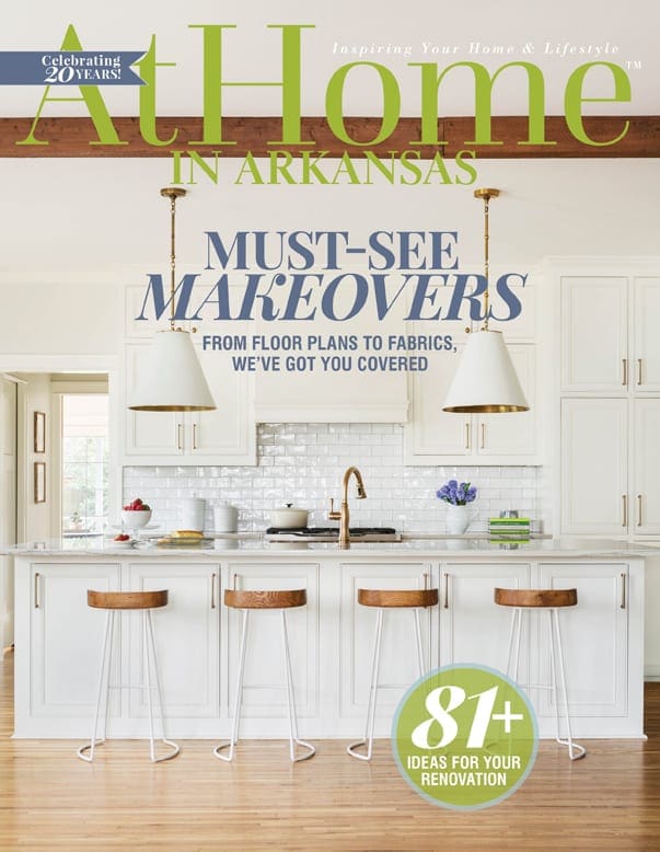 At Home in Arkansas magazine cover featuring a white kitchen.
