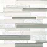 Mosaic tile with white, gray, and frosted glass rectangles and textured white squares