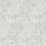 White tree pattern on light grey textured wallpaper