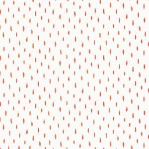 White fabric with a repeating pattern of small, vertical red brushstrokes