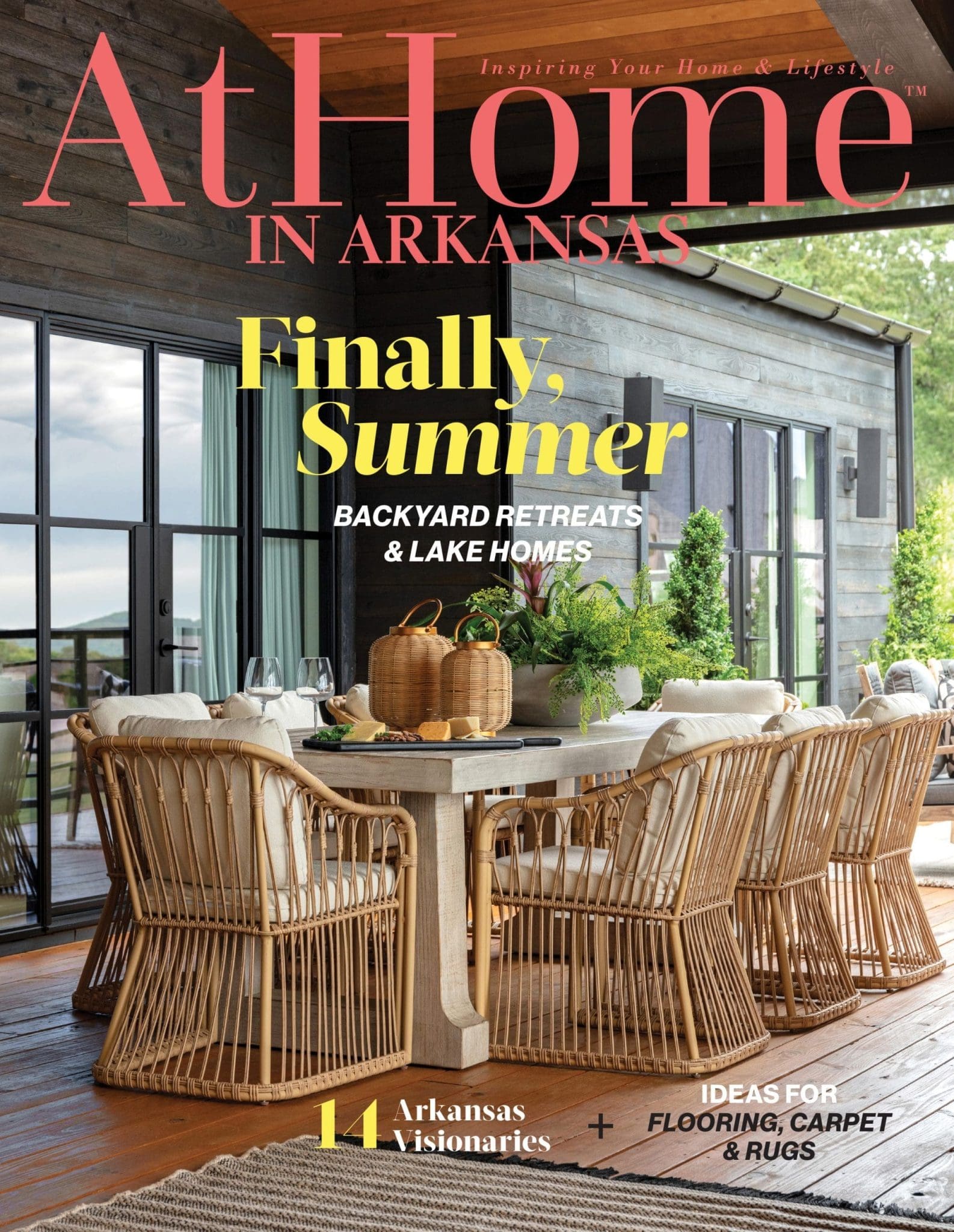 At Home Arkansas magazine cover featuring a backyard retreat.