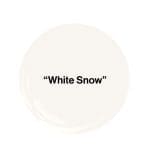 Rounded, off-white circle with ‘White Snow’ text.