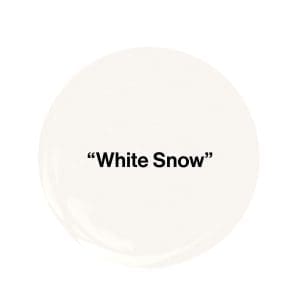 Rounded, off-white circle with ‘White Snow’ text.
