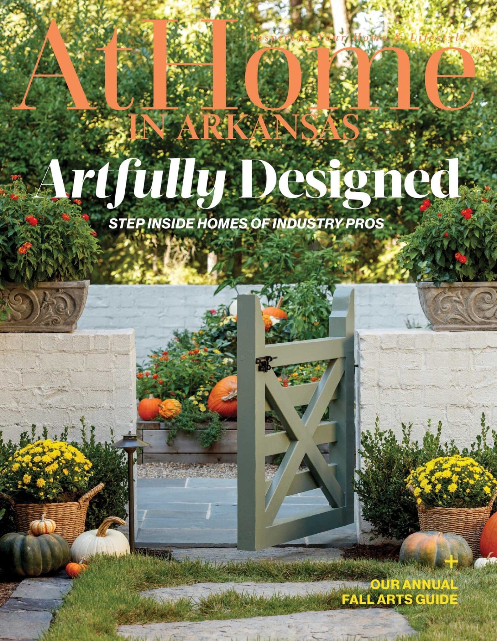ArtHome in Arkansas cover featuring pumpkins and fall foliage.
