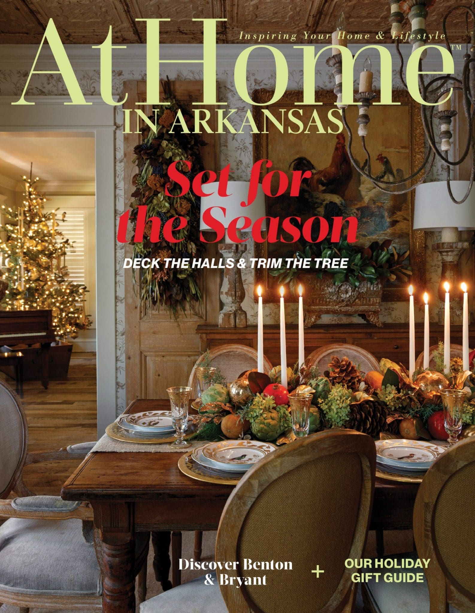 AtHome in Arkansas magazine cover: Set for the Season, Deck the Halls & Trim the Tree