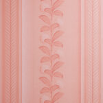 Coral striped wallpaper with a floral vine pattern
